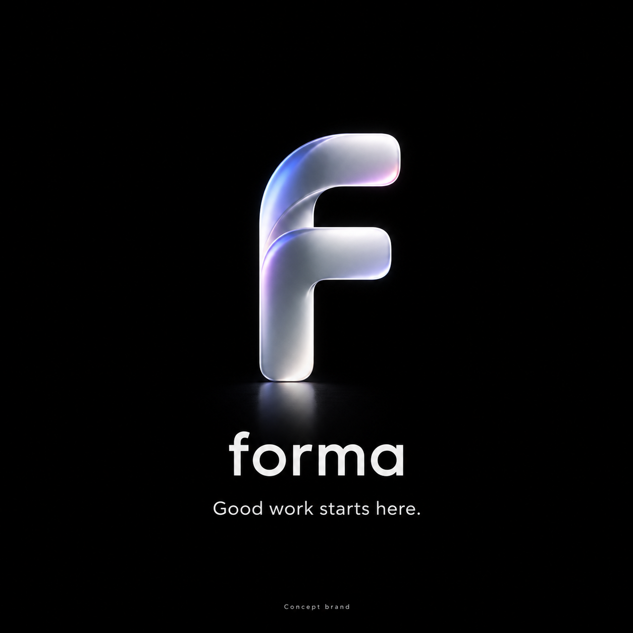 Forma brand introduction concept with metallic F mark